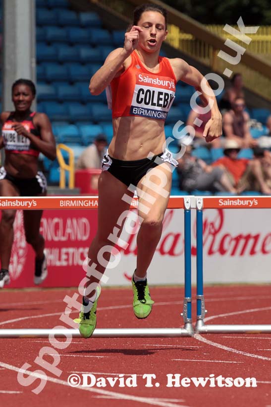 Samantha Coleby in the 400 metres hurdles at the Sainsbury's British Championships, Birmingham.